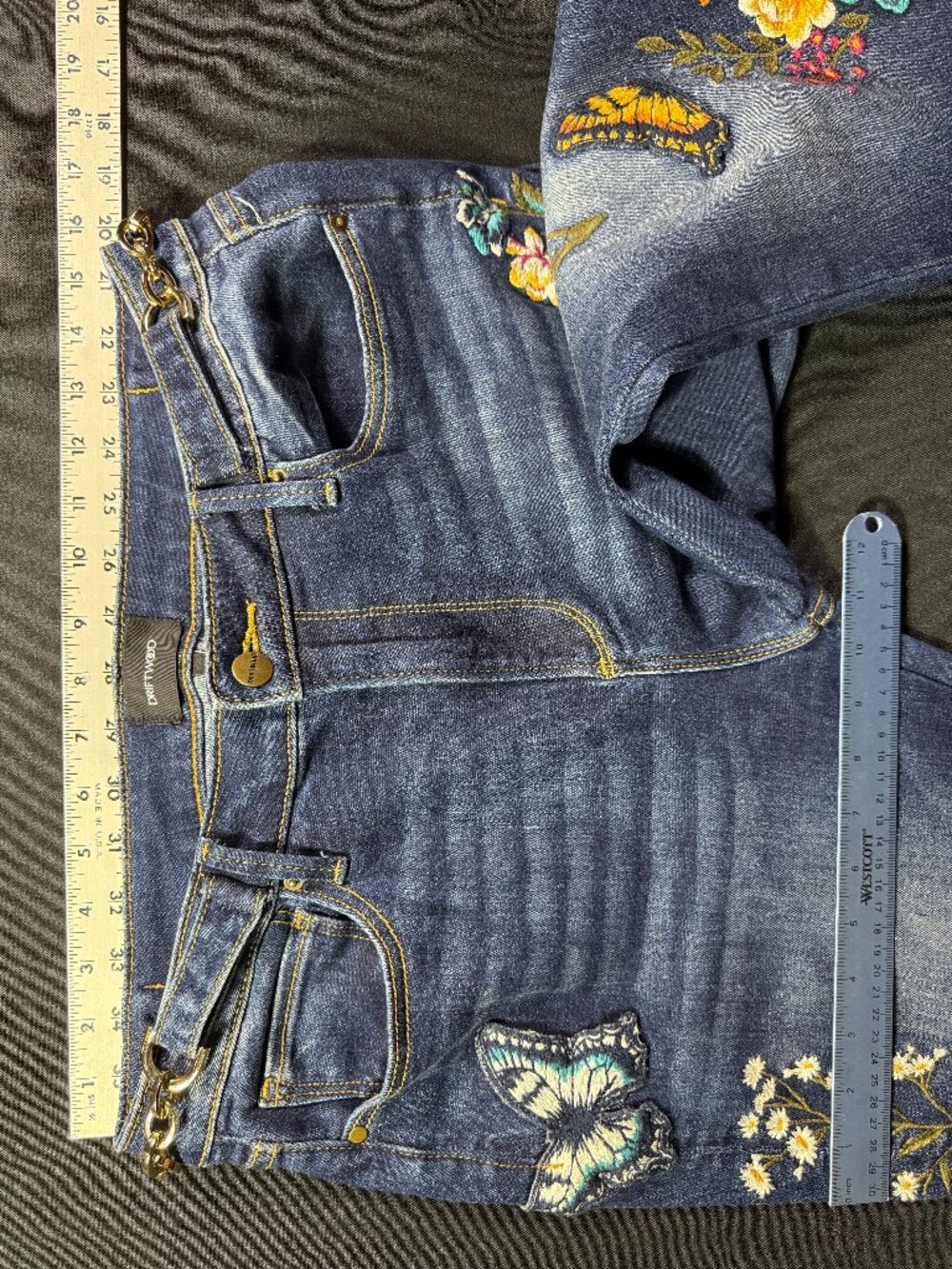 Free People x Driftwood Farrah Embroidered Flare Jeans Sz 30 - Picture 11 of 16